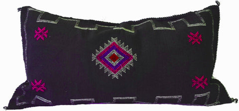 Bohemian Cactus Silk Decorative Lumbar Pillow Cover - Layl - Black