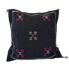 Handmade Moroccan Cushion Cover – Sabra Silk Pillow – Sidi Yahya - Black