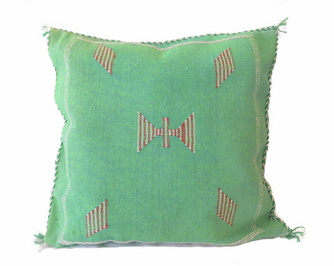 Handmade Moroccan Cushion Cover – Sabra Silk Pillow – Mizan - Pistachio