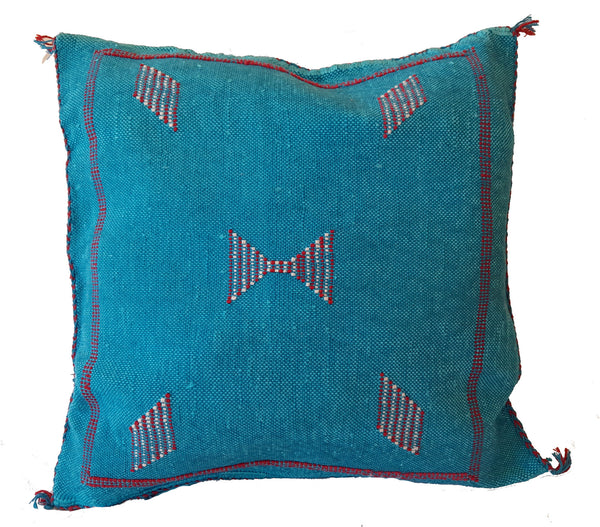 Handmade Moroccan Cushion Cover – Sabra Silk Pillow – Mizan - Turquoise