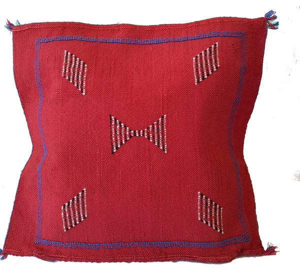 Handmade Moroccan Cushion Cover – Sabra Silk Pillow – Mizan - Red