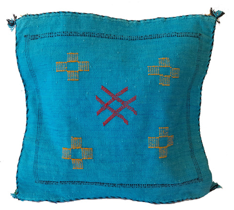 Handmade Moroccan Cushion Cover – Sabra Silk Pillow – Lalla Zineb - Turquoise