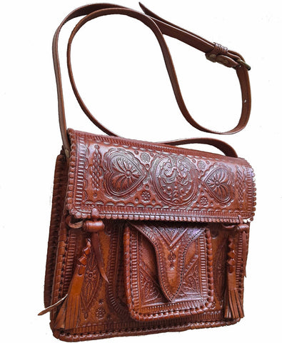 Hippie Leather Shoulder Bag - Brown Caramel | Fringe Bag By Moroccan ...