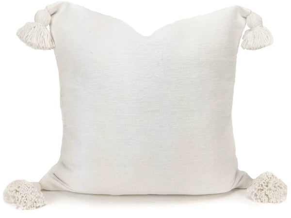 24" x 24" White Pom Pom Euro Sham Pillow Cover