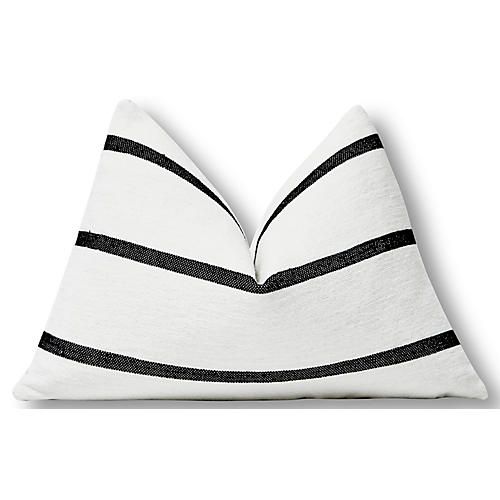 Lumbar Pillow Cover - White with Black Stripes - Marrakesh