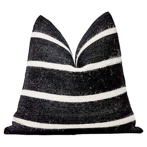Throw Pillow Cover - Black with White Stripes - Marrakesh