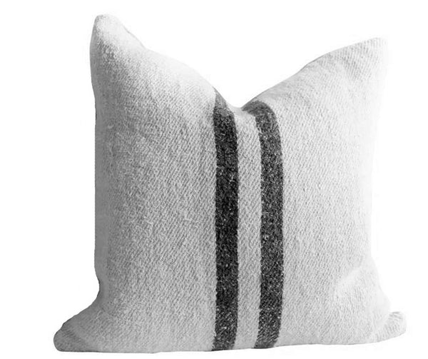 Throw Pillow Cover - White with two Black Stripes - Assouirri