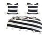 Pom Pom Blanket with two Pillows Bundle - White with large Black Stripes - Atlas