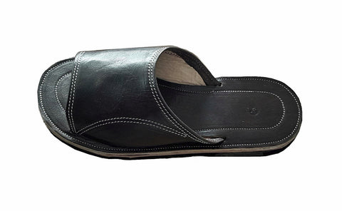 Mens Leather Sandal - Black - Samir