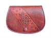 Floral Leather Shoulder Bag - Embossed - Small - Brown Caramel