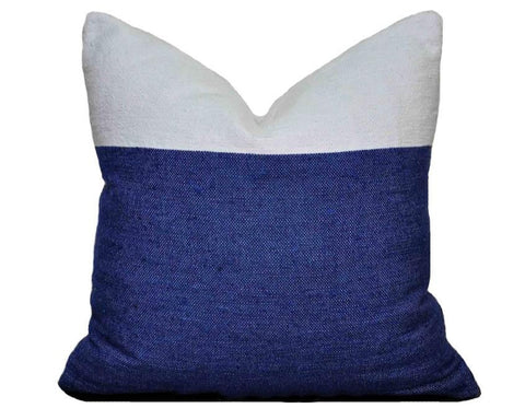 Color Block Pillow Cover - 1/3 White / 2/3 Blue