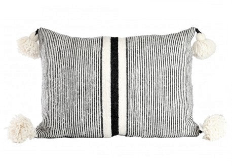 Moroccan PomPom Lumbar Pillow Cover - Maria