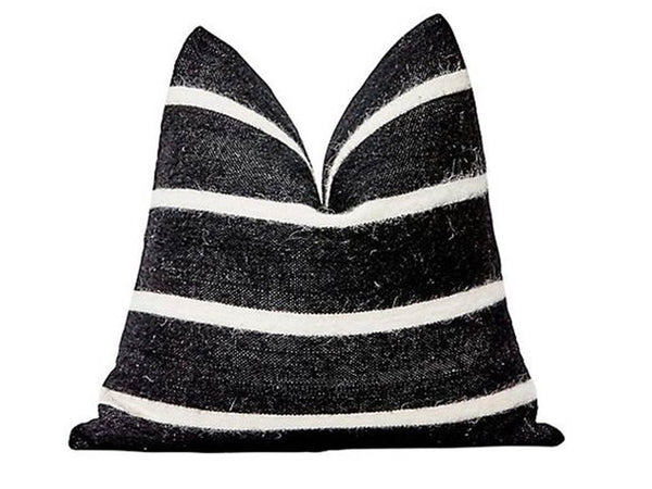 Throw Pillow Cover - Black with White Stripes - Marrakesh