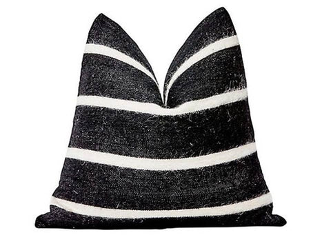 Throw Pillow - Black with White Stripes - Marrakesh