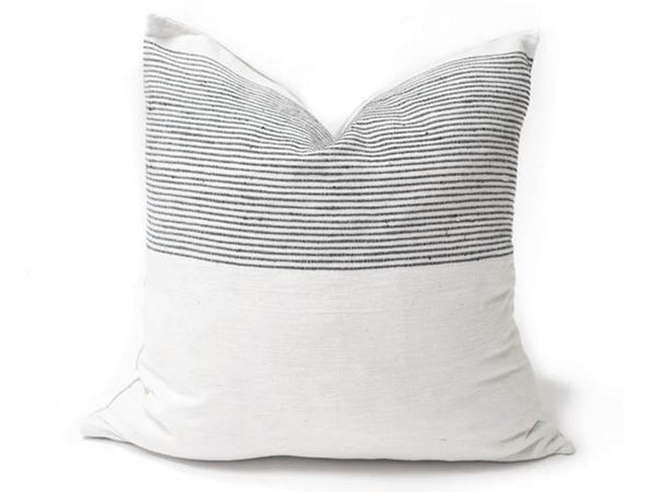 Throw Pillow Cover - White with Black Stripes - Munia