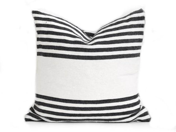 Throw Pillow - White with Black Stripes - Majorelle