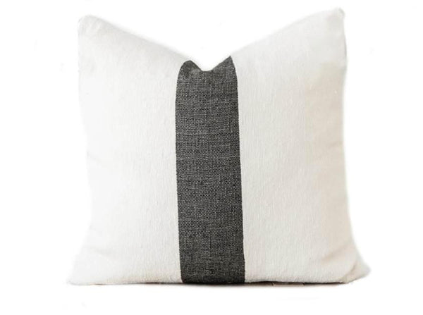 Throw Pillow Cover - White with Large Black Stripe - Darâa
