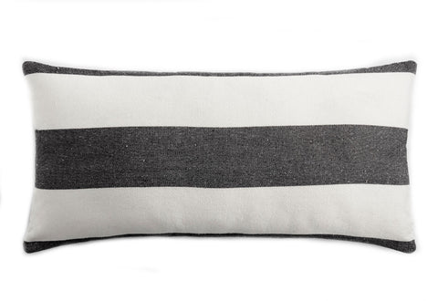 Throw Pillow - Lumbar - White with Large Black Stripes - Atlas