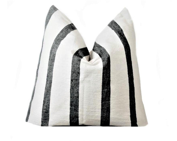 Throw Pillow - White with Black Stripes - Marrakesh