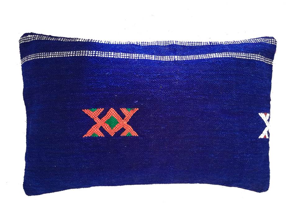 Moroccan Berber Pillow / Cushion Cover - Kilim - Blue - Noor