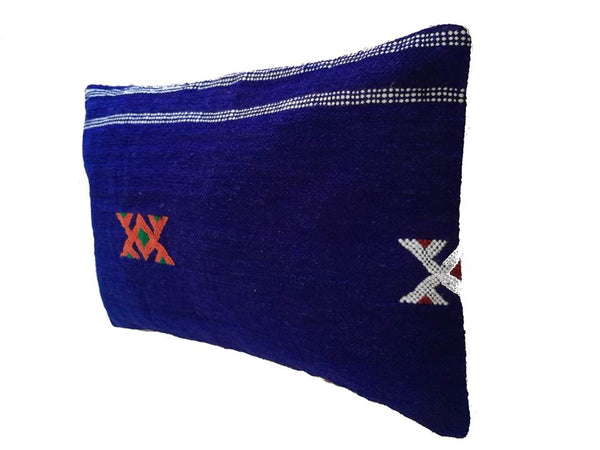 Moroccan Berber Pillow / Cushion Cover - Kilim - Blue - Noor
