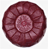 Moroccan Leather Ottoman - Deep Red