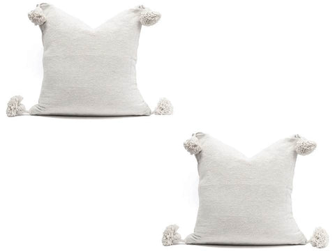 Moroccan Pom Pom Pillow - Square - Set of two - White