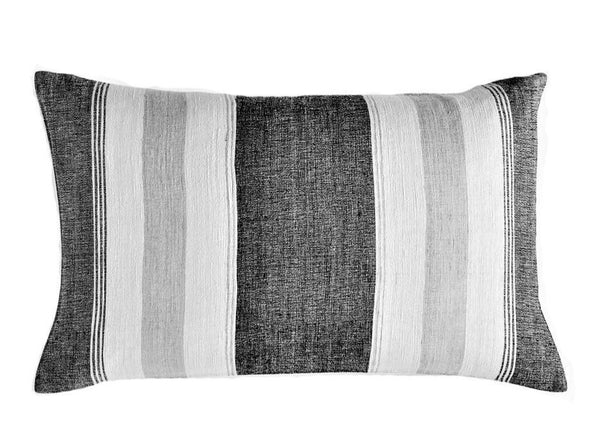 Decorative Pillow Cover - Lumbar Thick-n-Thin - Saraya - Black & Grey