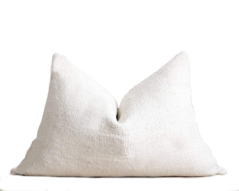 Moroccan Pom Pom Pillow - White with Black Stripes - Marrakesh