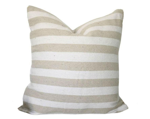 Throw Pillow - White with Beige Stripes - Lula