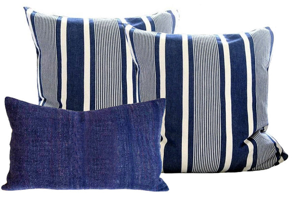 Moroccan Pillow Cover - Set of Three - Mehdia - Blue & White
