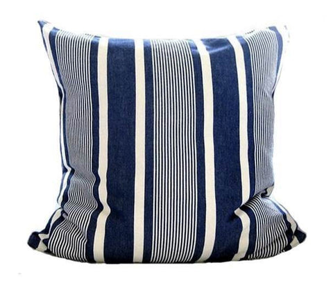 Throw Pillow Cover - Blue with White Stripes - Mehdia