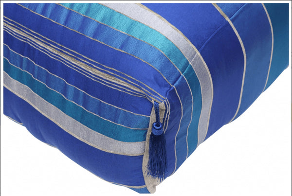 Sabra / Cactus Silk Pouf - Blue Tones - Square