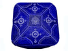 Moroccan Leather Tile Ottoman - Square - Blue and White