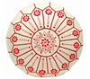 Moroccan Leather Ottoman - White & Red - Flowers
