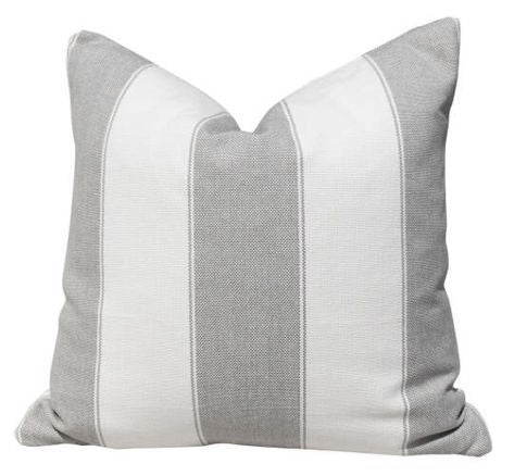 Throw Pillow - White with Large Grey Stripes - Atlas