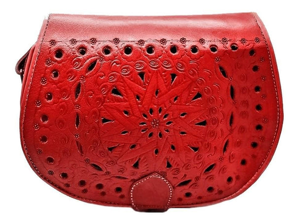 Bahja Leather Satchel - Red