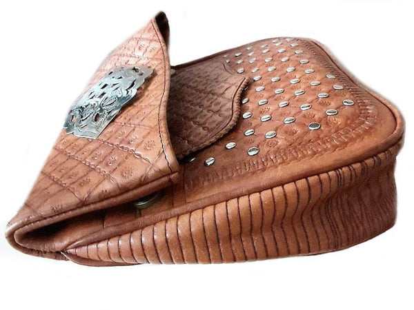 Berber Girl Leather Bag - Médaillon - Brown Caramel - Moroccan Corridor