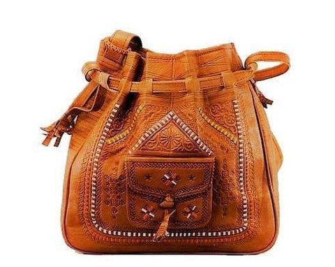 Copy of Bohemian Morocco Leather Bag - Embroidered - Orange