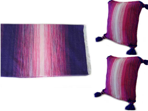 Chefchaouen Blanket with two Tassel Pillows - Maria