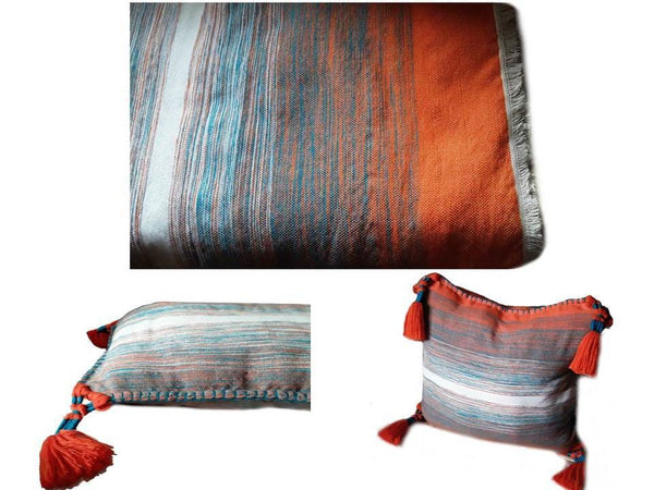 Chefchaouen Blanket with two Tassel Pillows - Safia