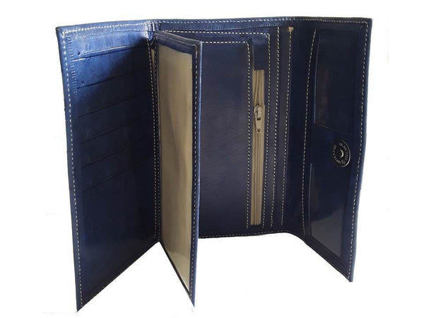 Club Morocco Leather Wallet - Simple - Blue - Inside