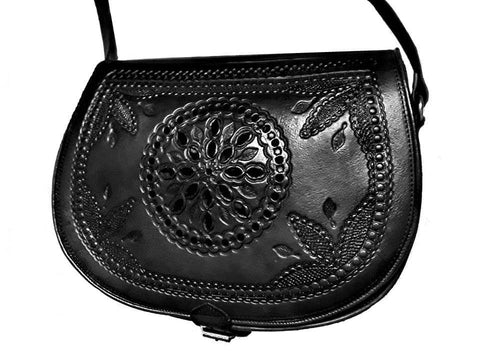 Creation of Marrakesh - Black Leather Shoulder Bag | Saddle Bag By ...