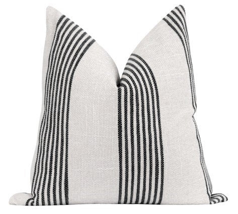 Throw Pillow Cover - White with Black Stripes - Layali