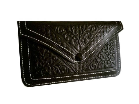 Envelope Leather Purse - Black - Envelope Collection | Moroccan Corridor