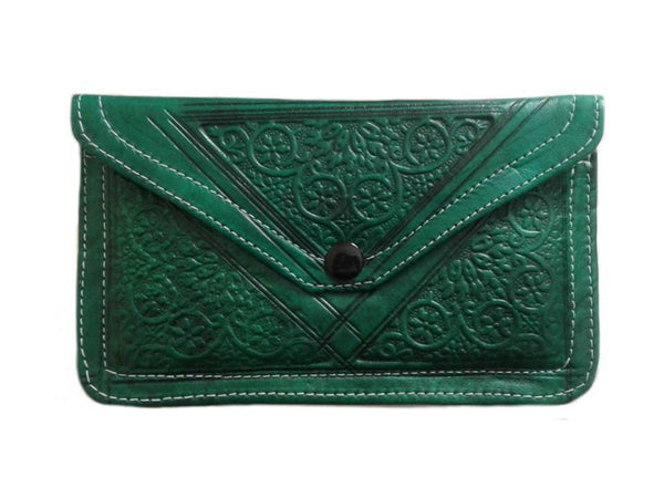 Envelope Leather Purse - Green - Envelope Collection | Moroccan Corridor