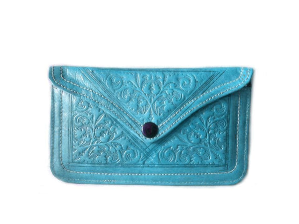 Envelope Leather Purse - Turquoise - Envelope Collection | Moroccan Corridor