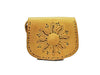 Floral Leather Shoulder Bag - Yellow - Small
