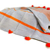 Moroccan Pom Pom Blanket - Grey with Orange Stripes Pom Pom Blanket - Al Fassi