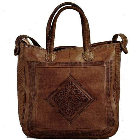Heritage Book Tote Bag - Brown | Leather Tote By Moroccan Corridor®
